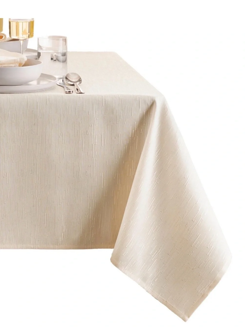 Continental Solid Texture Water and Stain Resistant Tablecloth, 60